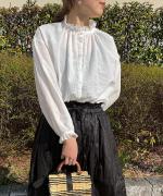 ふわふわコットン　ロングシャツブラウス