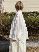 ふわふわコットン　ロングシャツブラウス
