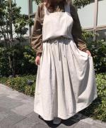 三つ綾スノーデニムエプロンワンピース