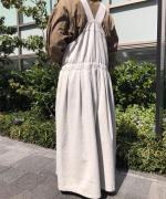 三つ綾スノーデニムエプロンワンピース