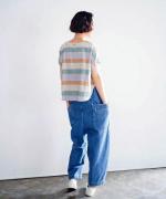 コットンラフデニム　テーパードパンツ（FADE BLUE）