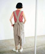 アンティークナインテリネン　サスペンダー付パンツ