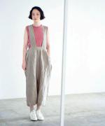 アンティークナインテリネン　サスペンダー付パンツ