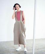 アンティークナインテリネン　サスペンダー付パンツ
