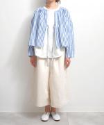 リネンキャンバスブラウス（ストライプ）