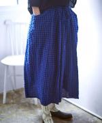 【ラストワン！】リネンコットンギンガムチェック　スカート