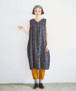 デニムレタードプリント　ノースリワンピース