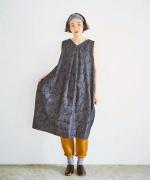 デニムレタードプリント　ノースリワンピース