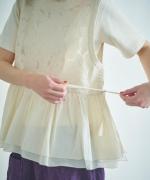 メッシュ×ボイル刺繍　サイドリボンベスト