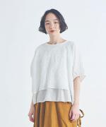 コットンボイルリーフ刺繍　レイヤードプルオーバー