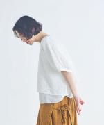 コットンボイルリーフ刺繍　レイヤードプルオーバー