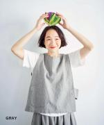 リネンコットン杢平織　アシンメトリーベスト