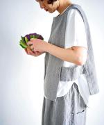 リネンコットン杢平織　アシンメトリーベスト