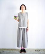 リネンコットン杢平織　アシンメトリーベスト