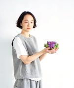 リネンコットン杢平織　アシンメトリーベスト
