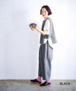 リネンコットン杢平織　ワイドパンツ