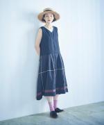リネンビッグウィンドウペンチェック　ノースリ２ｗａｙワンピース