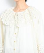 コットンスカラップ刺繍起毛　2WAYブラウス