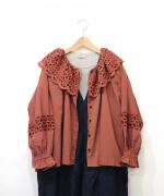 コットンスカラップ刺繍起毛　2WAYブラウス