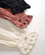 【ラストワン！】コットンスカラップ刺繍起毛　シャツブラウス