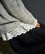 【ラストワン！】コットンスカラップ刺繍起毛　シャツブラウス