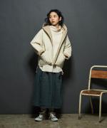 コットンキャンブリック起毛キルト　フードジャケット