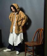 コットンナイロンダンプ　フードビッグジャケット