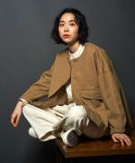 オーガニックコットンスラブサージ　ノーカラージャケット
