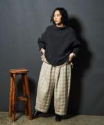 ジャズネップビッグ千鳥ジャガード　8分丈ワイドパンツ