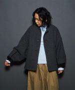 【ラストワン！】ウールビッグヘリンボーン　ノーカラージャケット