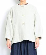 【ラストワン！】ウールビッグヘリンボーン　ノーカラージャケット
