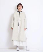 ウールビッグヘリンボーン　ノーカラーロングコート
