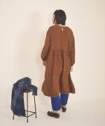 【ラストワン！】リネントップストライプ刺繍　ワンピース