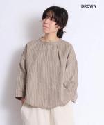 【ラストワン！】リネンストライプ　プルオーバー