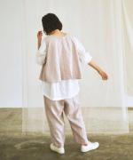 リネン手書きチェックプリント　2wayベスト