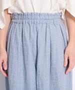 【ラストワン！】リネン手書きチェックプリント　パンツ