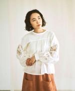 オーガンジー刺繍×カディコットン　2wayプルオーバー