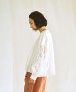 オーガンジー刺繍×カディコットン　2wayプルオーバー