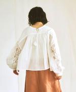 オーガンジー刺繍×カディコットン　2wayプルオーバー