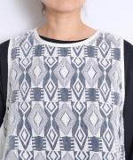 オーガンジー刺繍×カディコットン　ベスト