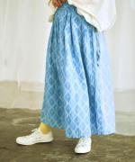 水彩プリントコットンシルク　スカート