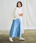 水彩プリントコットンシルク　スカート