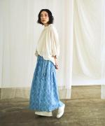 水彩プリントコットンシルク　スカート