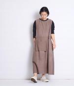 【ラストワン！】とろーりコットンリネン　エプロンワンピース