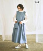 【ラストワン！】とろーりコットンリネン　エプロンワンピース