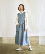 【ラストワン！】とろーりコットンリネン　エプロンワンピース