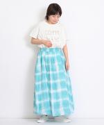 【ラストワン！】リネンビッグチェックプリント　スカート