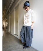 リネングレンチェック　パンツ