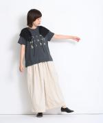 コットンリネンデニム　ワイドパンツ