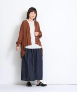 コットンリネンデニム　ワイドパンツ